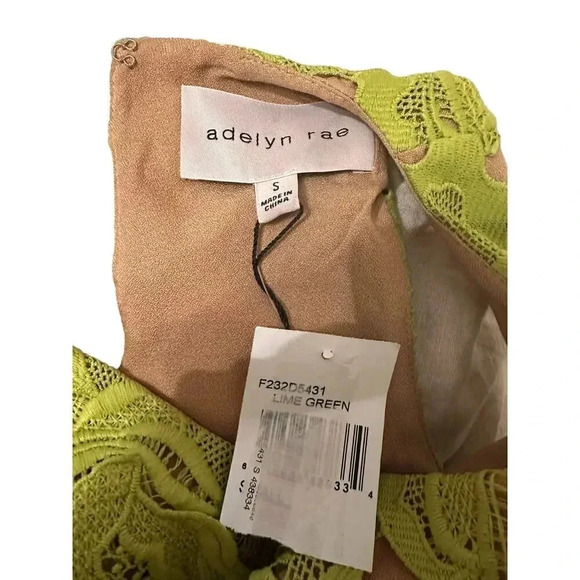 NWT! Adelyn Rae Cassie 3D Crochet Mini Dress in Lime Green Sz S - Picture 9 of 10